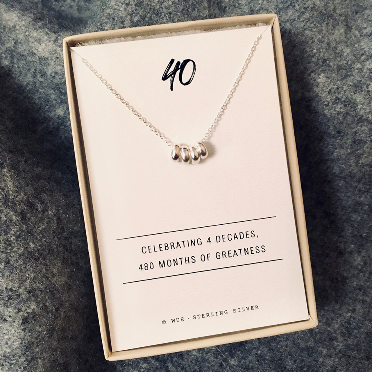 Personalised 40th Birthday Necklace - Hand-Stamped - The Original 4 Li –  Honey Willow - handmade jewellery