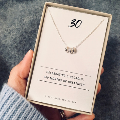 30th Birthday Gift Silver Necklace