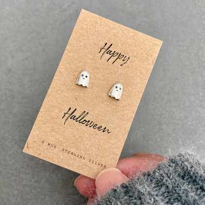 Halloween Gift Silver Ghost Earrings