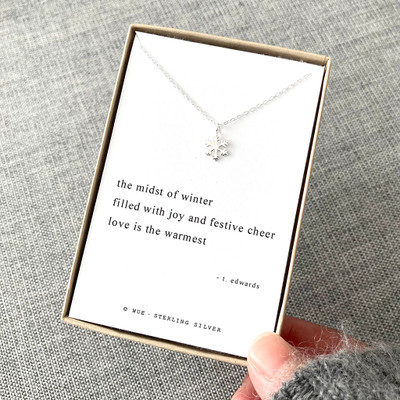 Snowflake Haiku  Silver Necklace