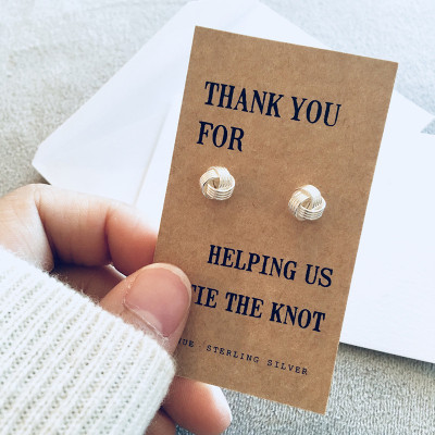 Thank You For Helping us tie the knot silver earrings