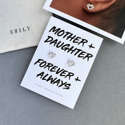 Mother & Daughter Silver Heart Knot Earrings Mother & Daughter Silver Heart Knot Earrings