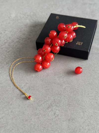 24k gold plated sterling silver July birthstone necklace