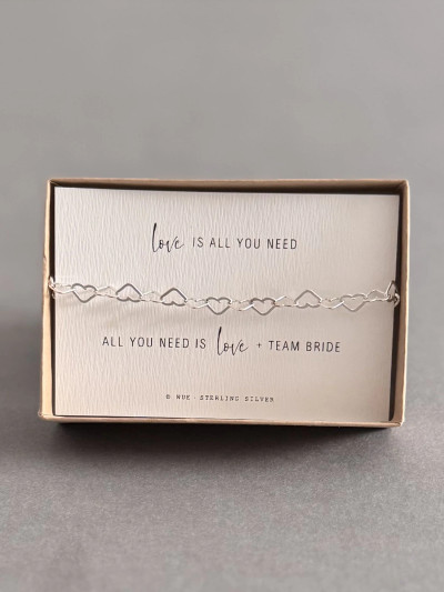 Team Bride Sterling Silver Hearts Bracelet