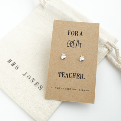 Great Teacher Silver Apple Earrings Great Teacher Silver Apple Earrings
