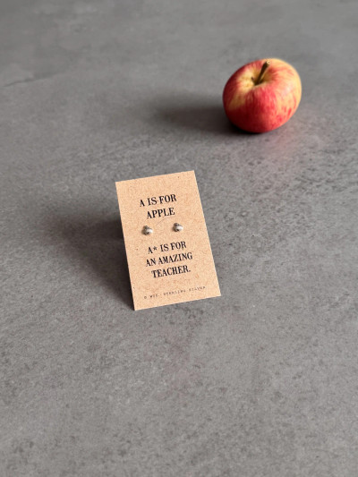 Amazing Teacher Sterling Silver Apple Earrings Amazing Teacher Sterling Silver Apple Earrings
