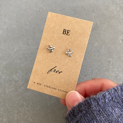 Be Free Sterling Silver Swallow Stud Earrings Be Free Sterling Silver Swallow Stud Earrings