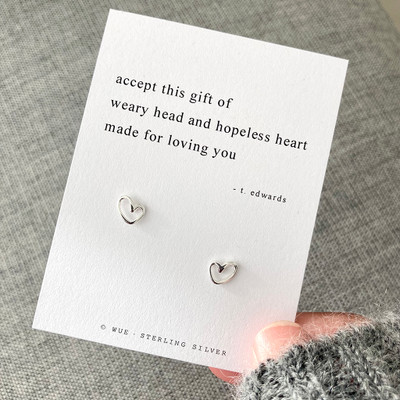 Silver Loving You Heart Earrings With Haiku Poem Silver Loving You Heart Earrings With Haiku Poem