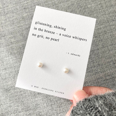 No Grit No Pearl Earrings With Haiku Poem No Grit No Pearl Earrings With Haiku Poem