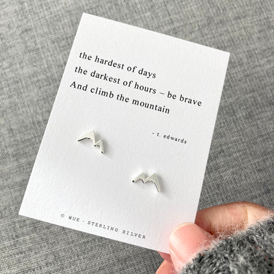 Silver Mountain Earrings With Haiku Poem