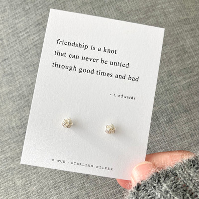 Silver Friendship Knot Earrings With Haiku Poem Silver Friendship Knot Earrings With Haiku Poem