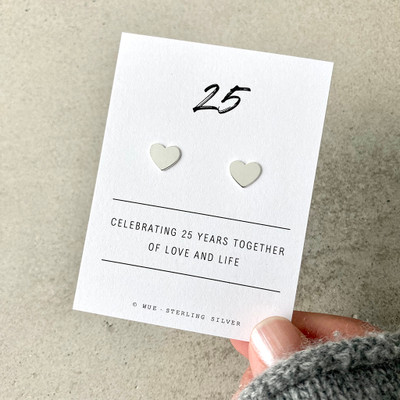 25th Anniversary Silver Heart Earrings