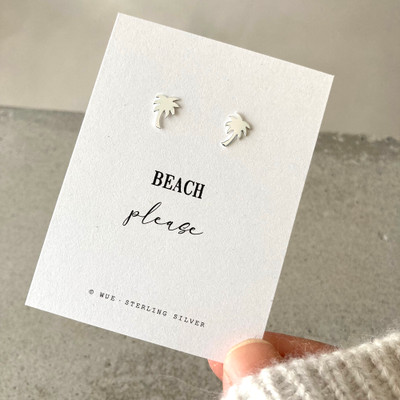 Beach Please Silver Palm Tree Earrings