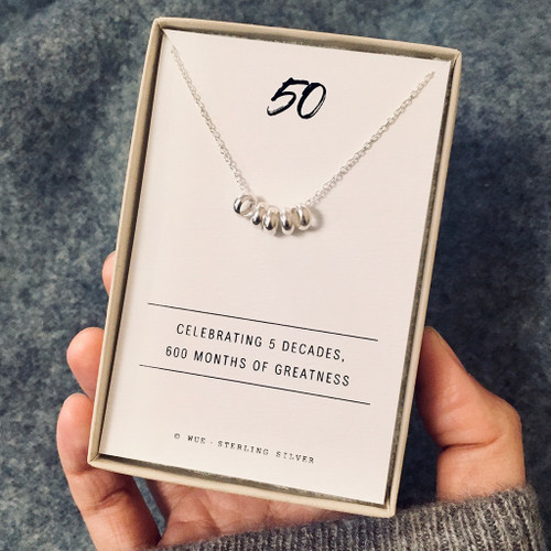 50th Birthday Silver Necklace