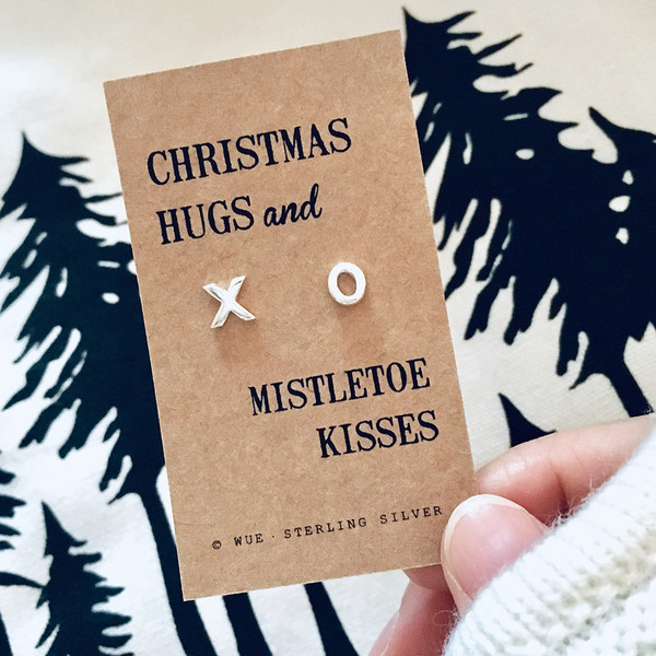 Christmas Hugs And Kisses Silver Earrings