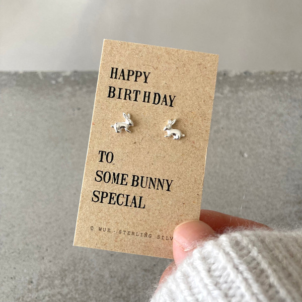 Birthday Gift Silver Bunny Earrings