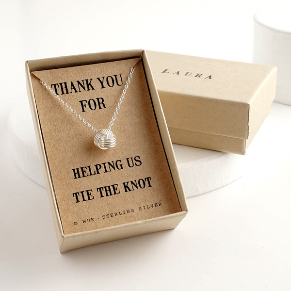 Sterling Silver Wedding Thank You Knot Necklace