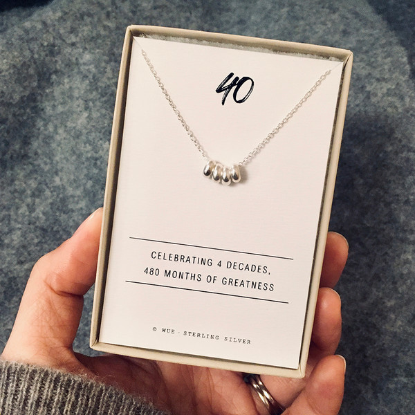 40th Birthday Silver Necklace