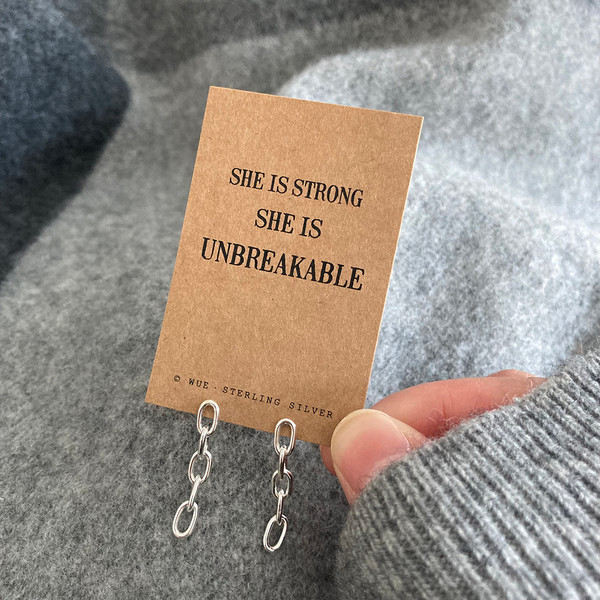 She Is Unbreakable Silver Earrings