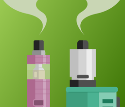 Illustration vape devices on green background