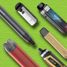 Vape devices on green background