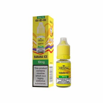 Ske Crystal Nic Salts Banana Ice With a White Background