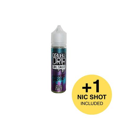 Double Drip Raspberry Sherbet Shortfill E-Liquid With a White Background with 1 Nic Shot