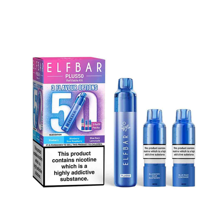 Elf Bar Plus 50 blue edition white background Elf Bar Plus 50 blue edition white background