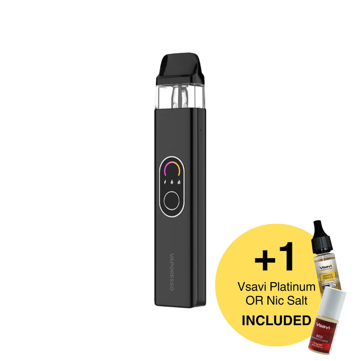 Vaporesso Xros 4 With Vsavi Vape Juice on a White Background Offer