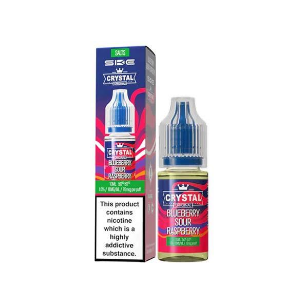 SKE Crystal original nic salt Blueberry Sour Raspberry 10ml bottle and box packaging