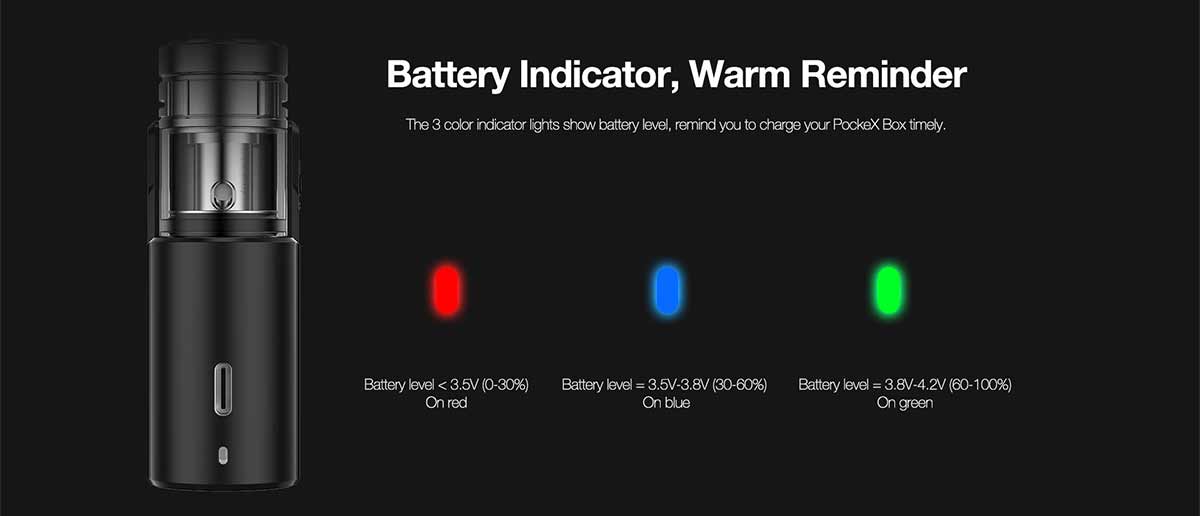 aspire pockex box indicators