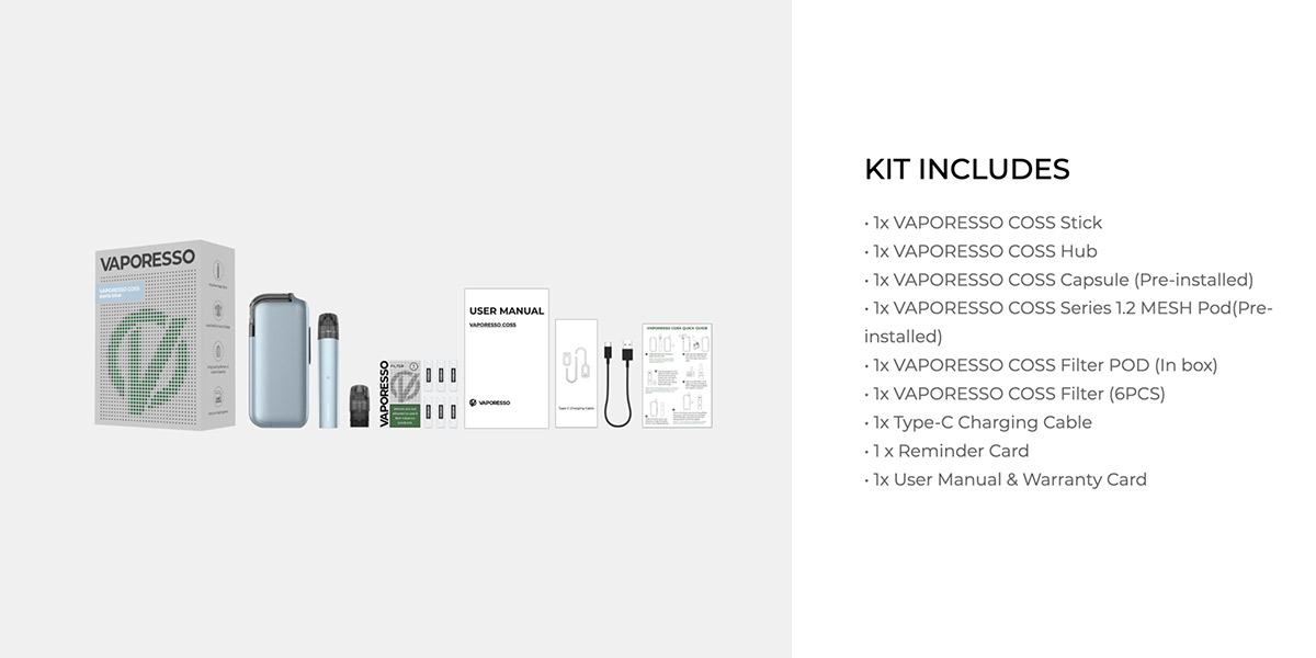 vaporesso coss kit contents