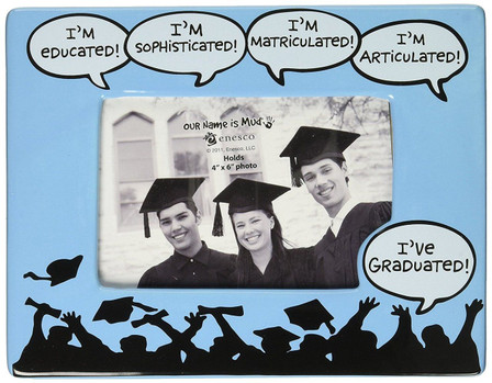Our Name Is Mud I've Graduated Ceramic 4 x 6 Photo Frame, 9 inches, Blue