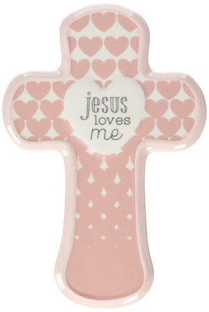 Grow In Grace Baby Girl Jesus Loves Me Cross Nursery Wall Decor, Pink Grow In Grace Baby Girl Jesus Loves Me Cross Nursery Wall Decor, Pink