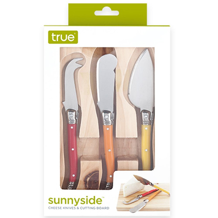 True Sunnyside Cheese Knives and Cutting Board Set