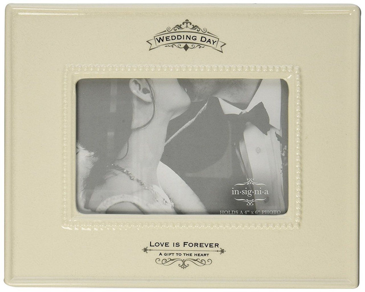 Insignia Stoneware Wedding Day Frame, 9.5 inches, Ivory