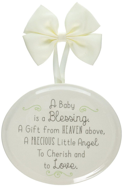Grow In Grace Baby Blessing Hanging Plaque, Nursery Wall Decor, Ivory