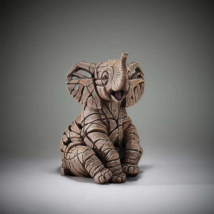 Enesco Edge Sculpture Baby Elephant Calf Sitting Animal Figurine, 10 inches tall