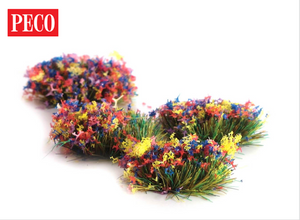 PECO Scene PSG-51 4mm Self Adhesive Grass tufts with flowers 100 Pack