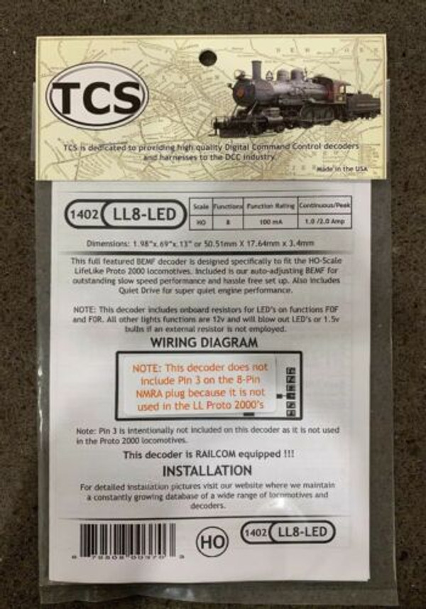 TCS 1402 LL8-LED HO Life-Like Proto 2000 TRAIN CONTROL SYSTEMS