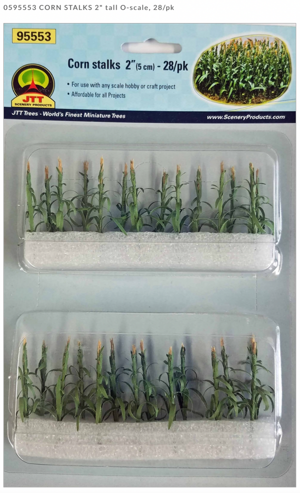 JTT Scenery 95553 O scale ~ Corn Stalks ~ 2" Tall ~ 28 pack 