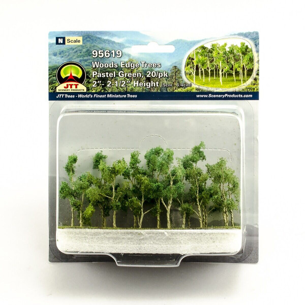 JTT 95619 Woods Edge Trees - Pastel Green - 2" to 2.5" - N scale - 20 pack