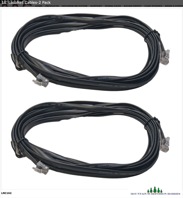 DIGITRAX LNC162 16’ LocoNet Cables - 2 Pack