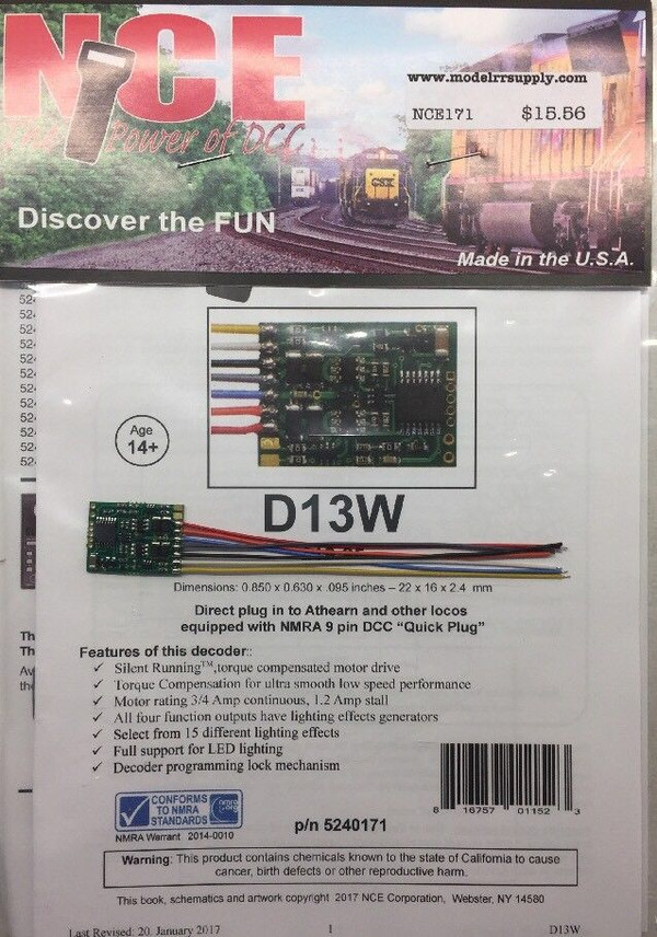 NCE 171 D13W DCC DECODER
