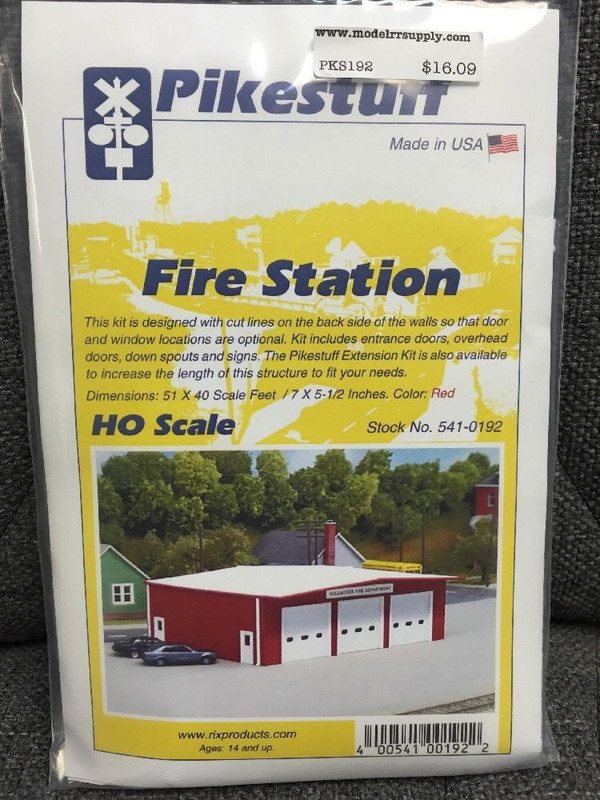 Pikestuff 192 HO Fire Station - RED (kit)