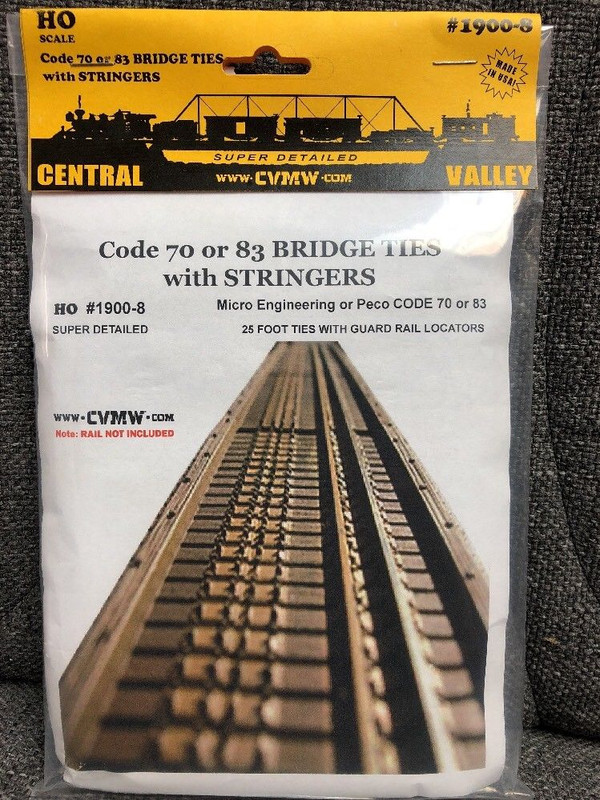 CENTRAL VALLEY 1900-8 HO CVT Bridge Ties with Stringers 70/83