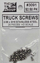 #3091 Truck Screws | 2-56 x 3/16" | 25 pack | Stainless Steel
