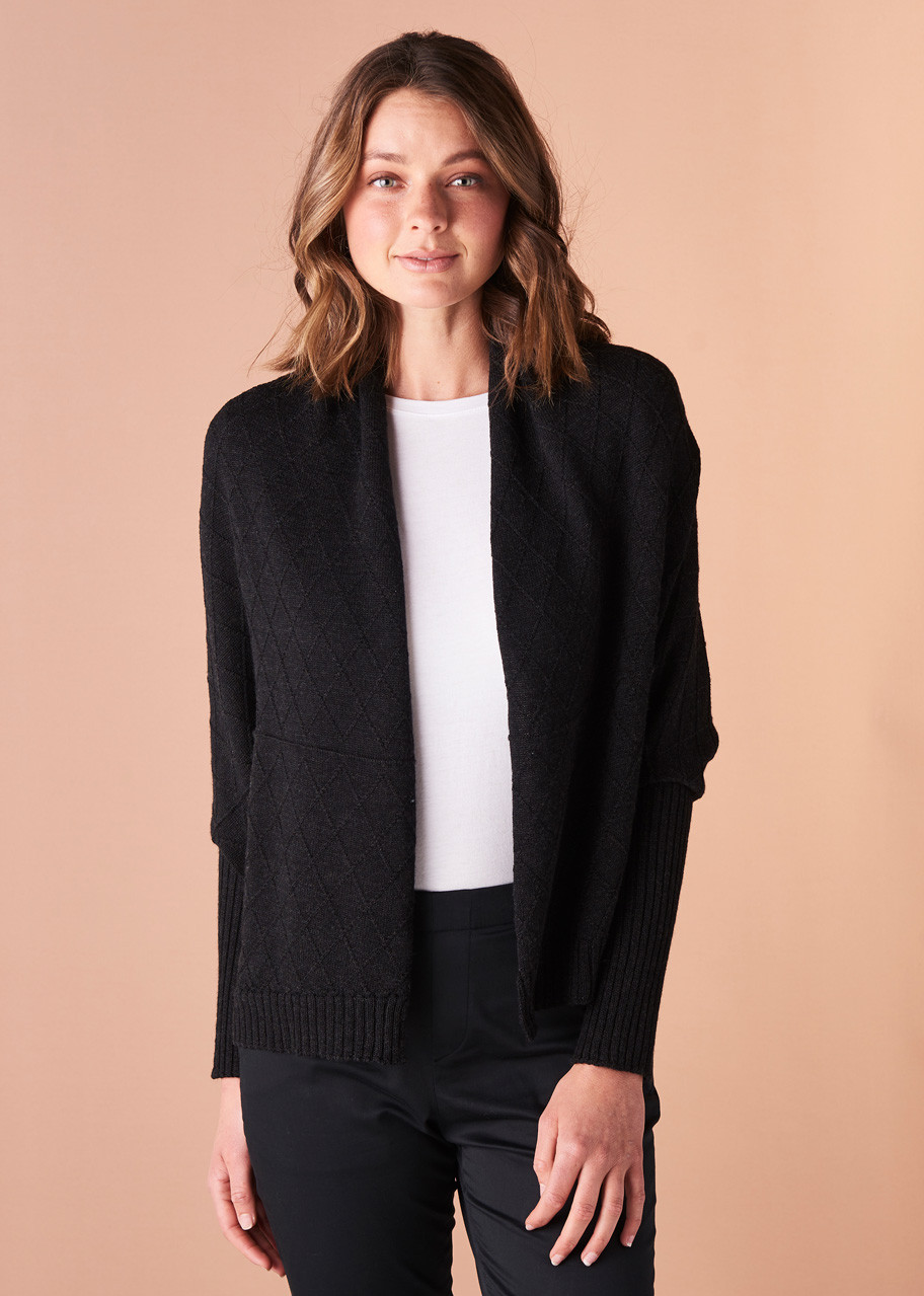 Saskia Shrug - Merino Wool - Black - uimi