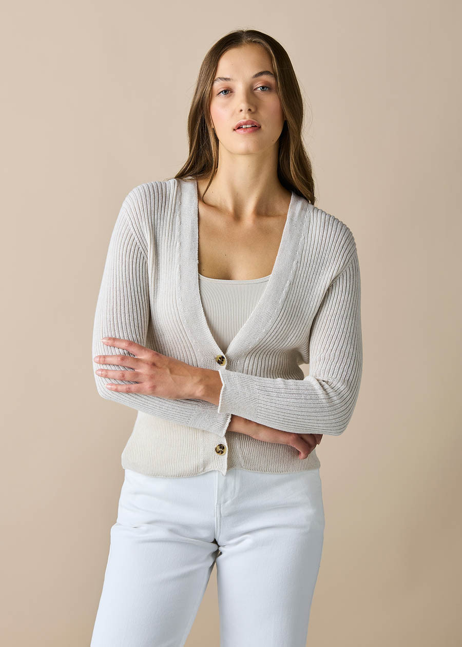 Wednesday Cardigan - Egyptian Cotton - Chalk - uimi