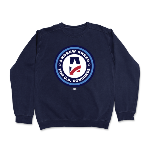 Andrew Sneed Round Logo (Navy Crewneck Sweater)